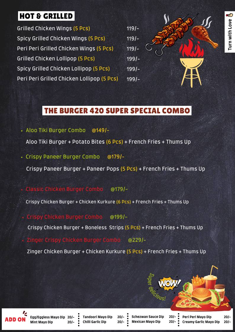 The Burger 420 menu
