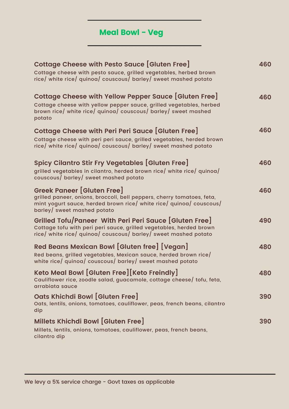 The Nature Bar - Goregaon menu