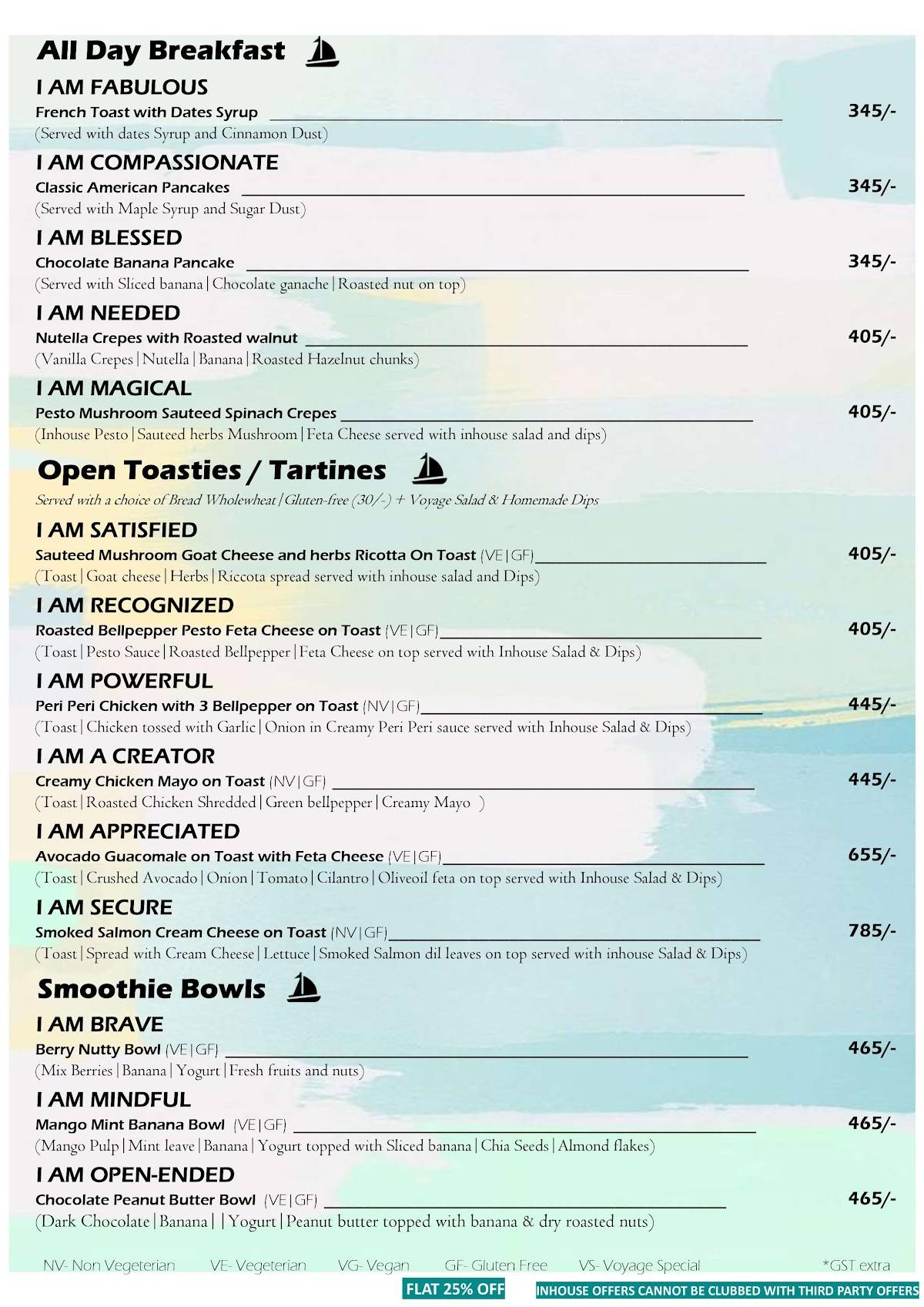 Cafe - The Voyage menu