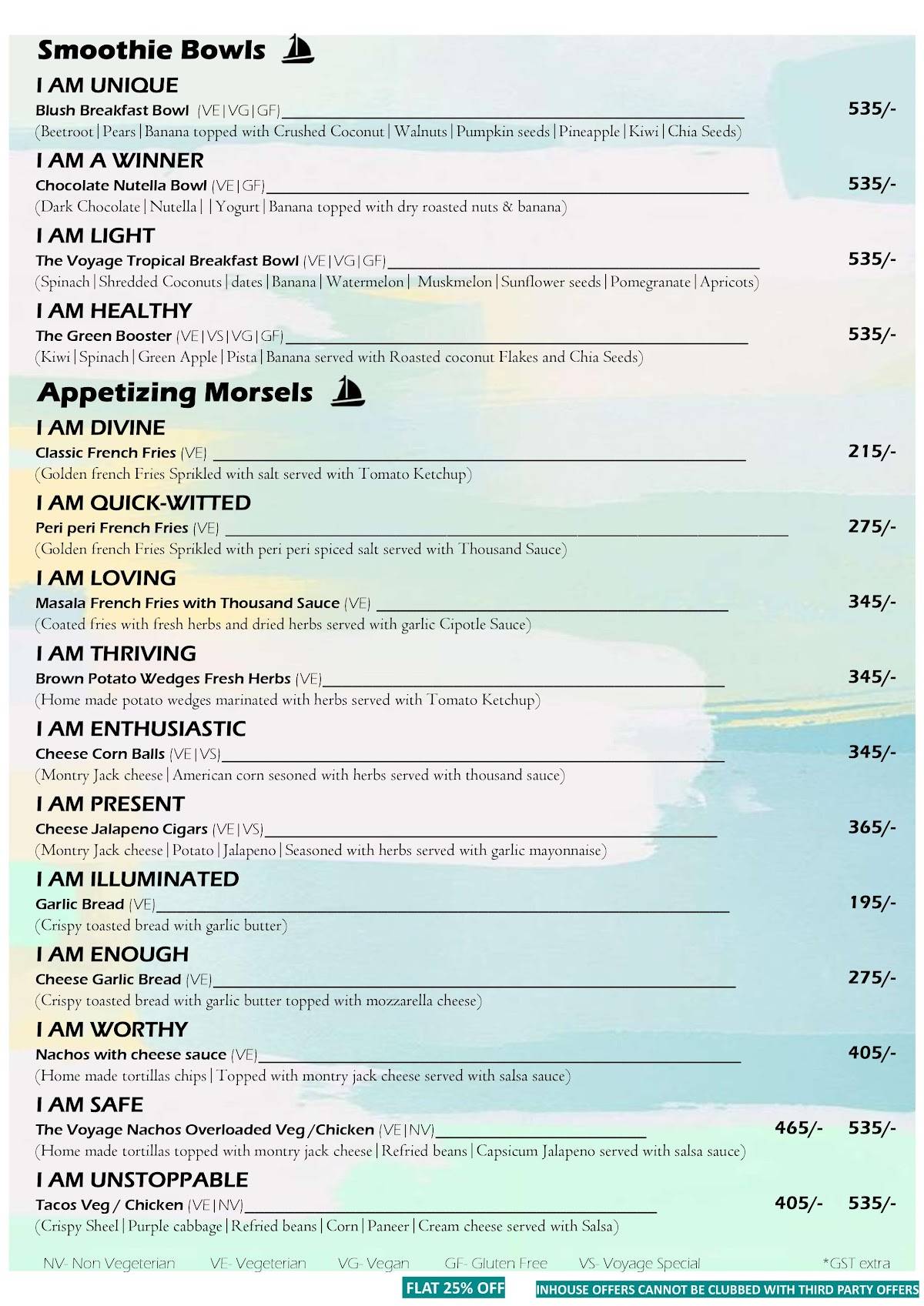 Cafe - The Voyage menu