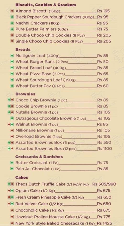 Menu at Theobroma Bakery and Cake Shop Peddar Road, Mumbai, Mumbai