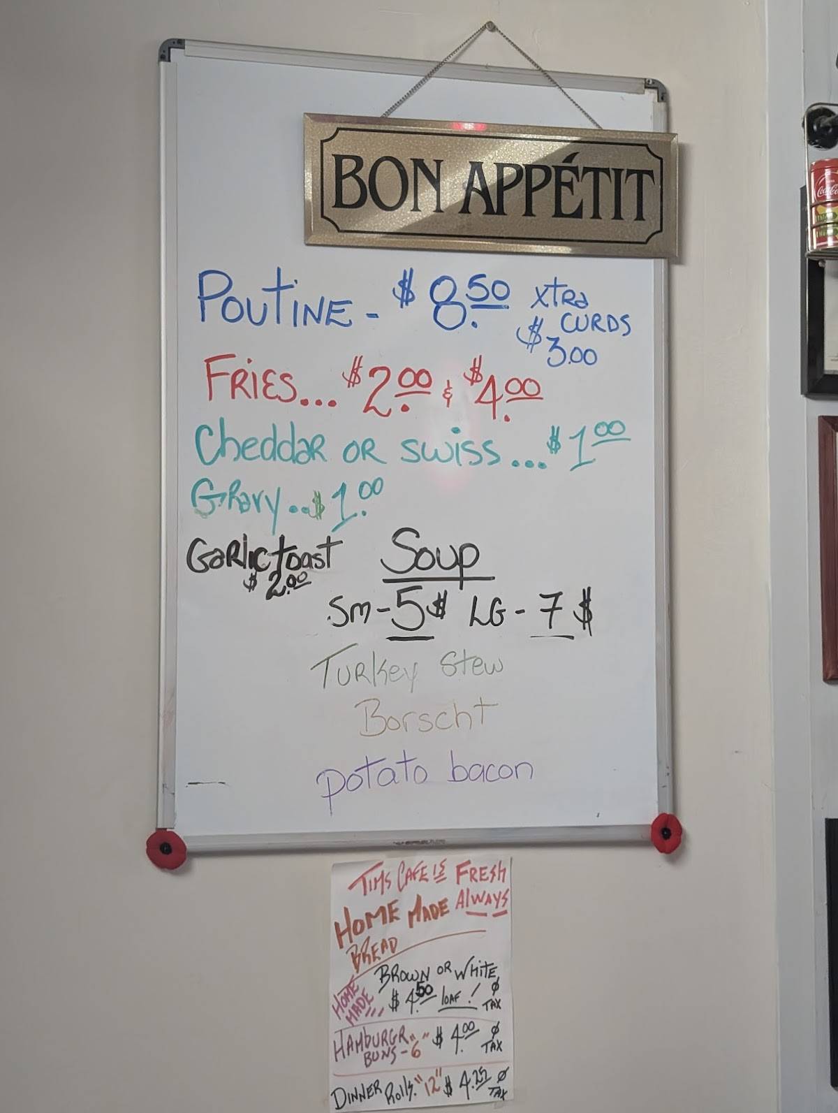 Menu de Tim's Cafe