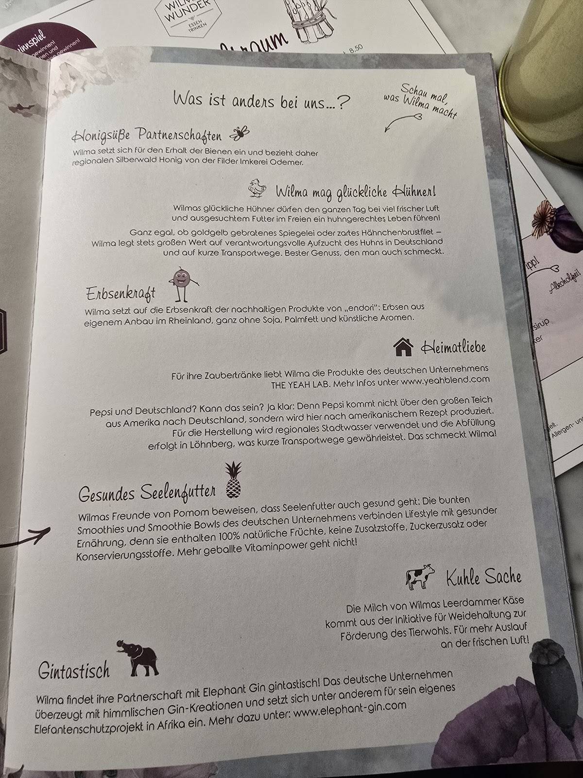 Menu de Wilma Wunder Stuttgart