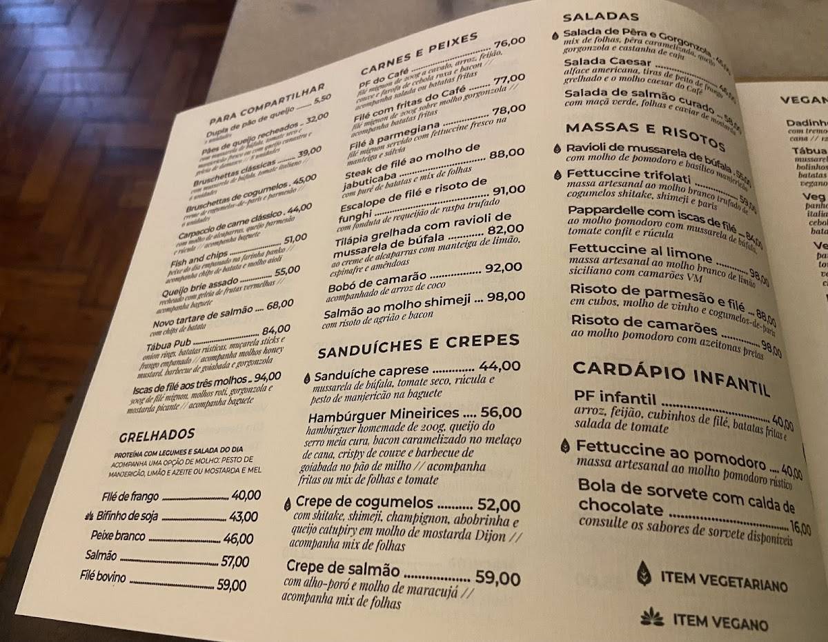 Café Com Letras cardápio