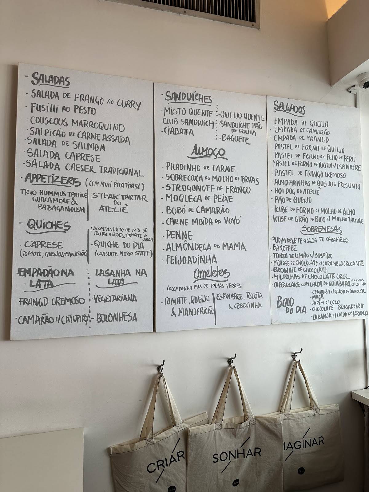 Café Ateliê Benoliel cardápio