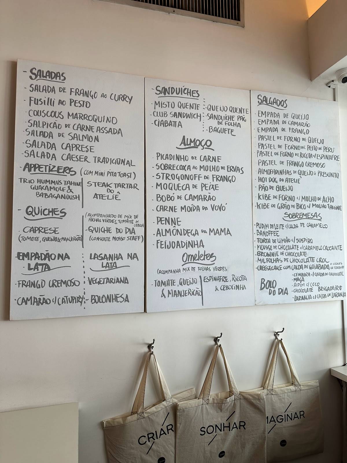 Café Ateliê Benoliel cardápio