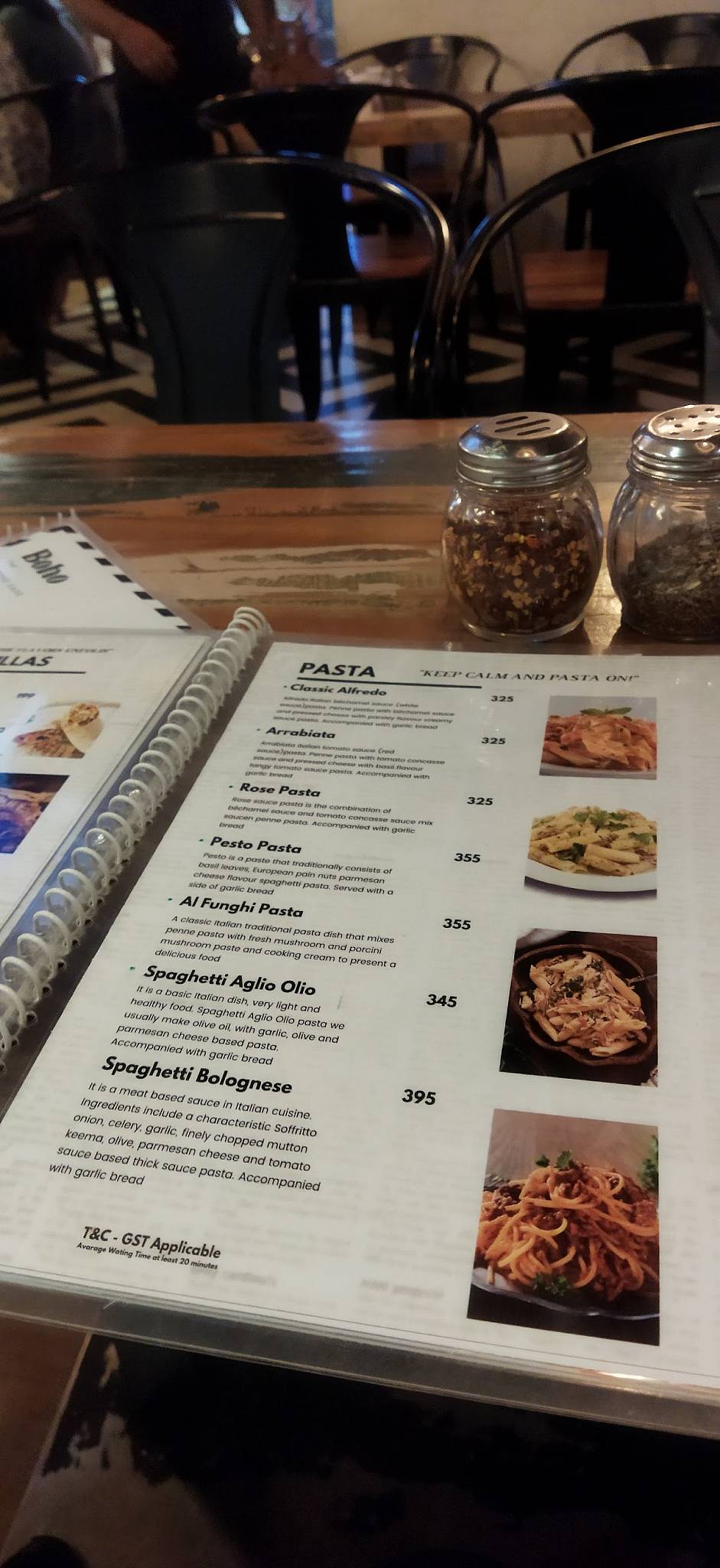 Boho The Ground Cafe menu