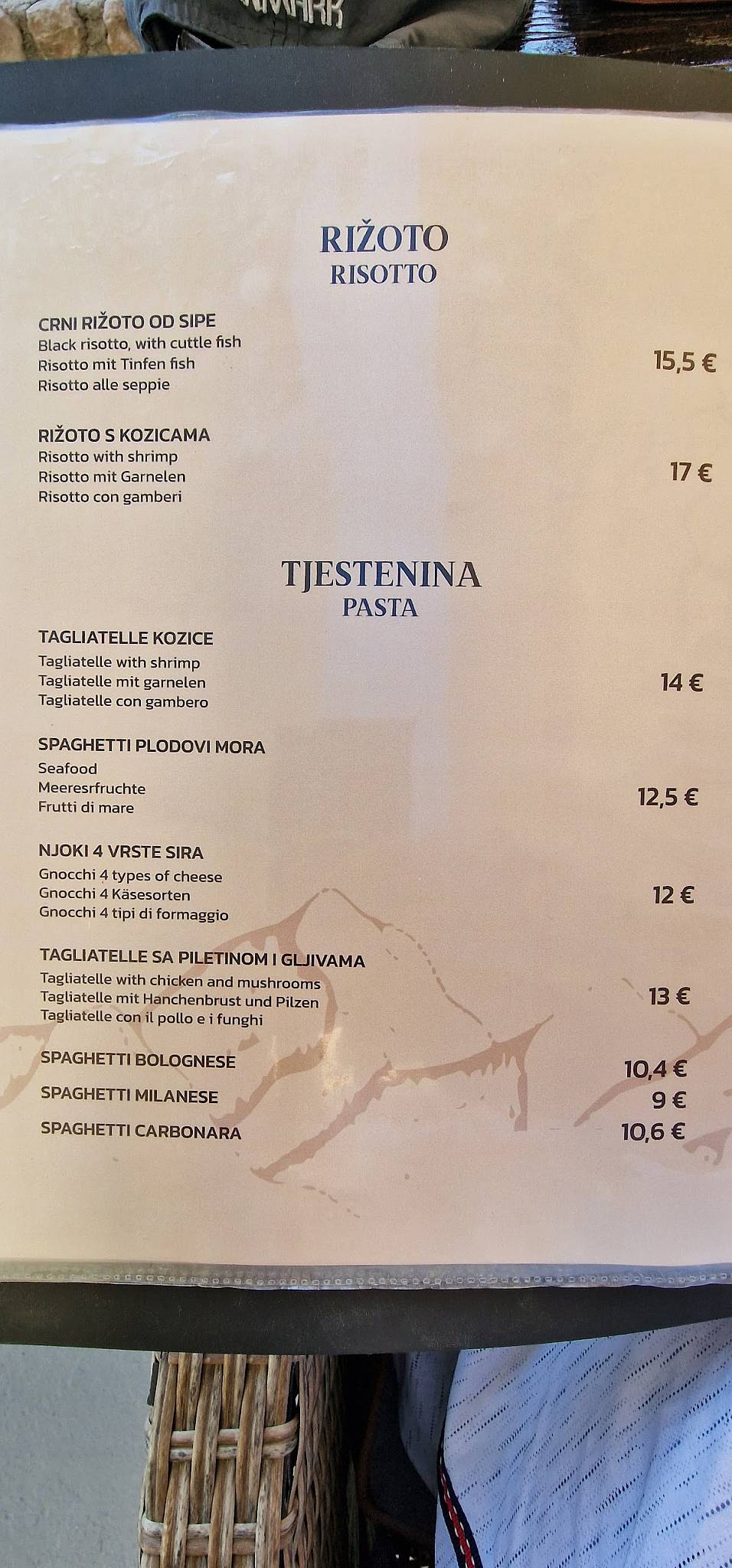 Menu di Caffe Bar Puntica 