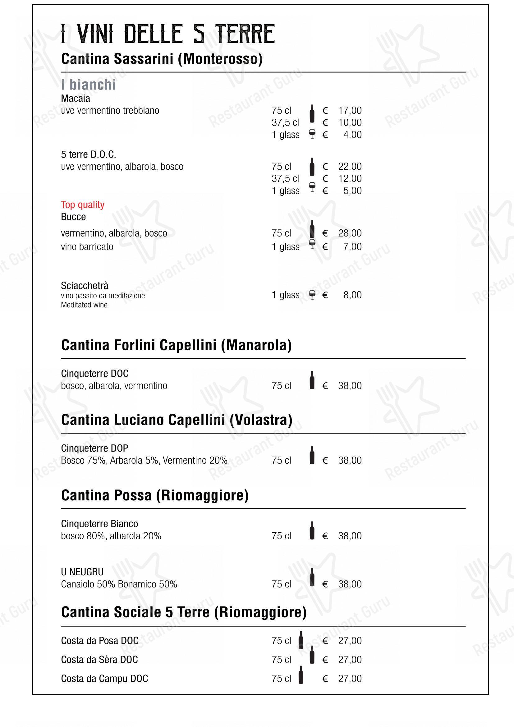 Caffè-Restaurant Il Maggiore Riomaggiore dans Riomaggiore - Menu