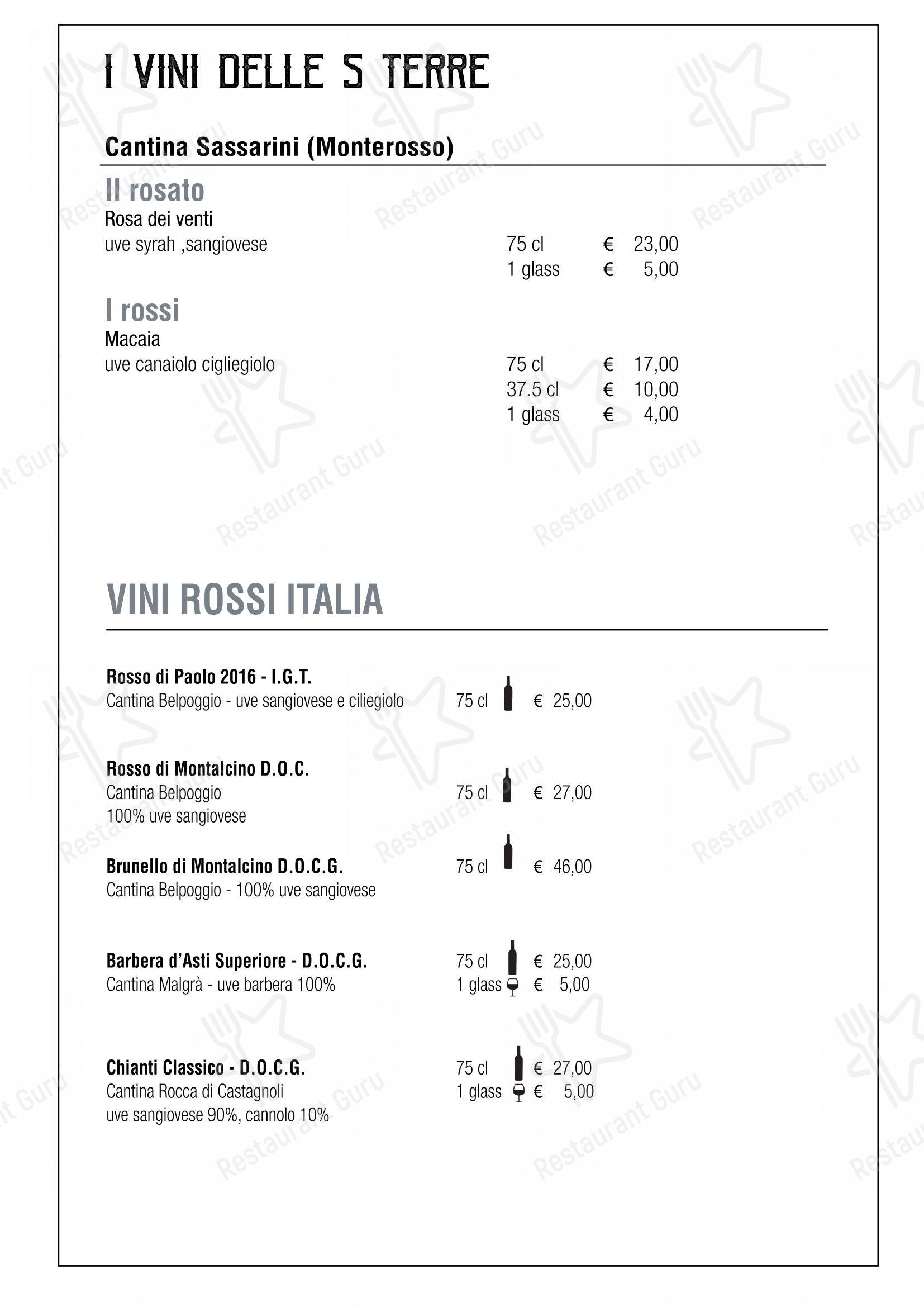 Menu pour Caffè-Restaurant Il Maggiore Riomaggiore pub et bar