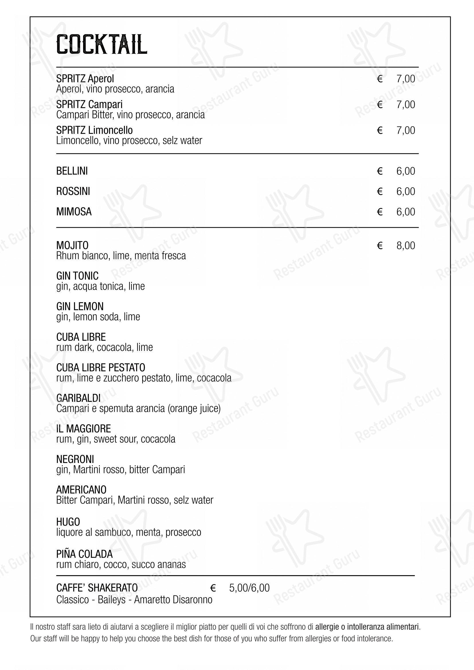 Menu pour Caffè-Restaurant Il Maggiore Riomaggiore pub et bar