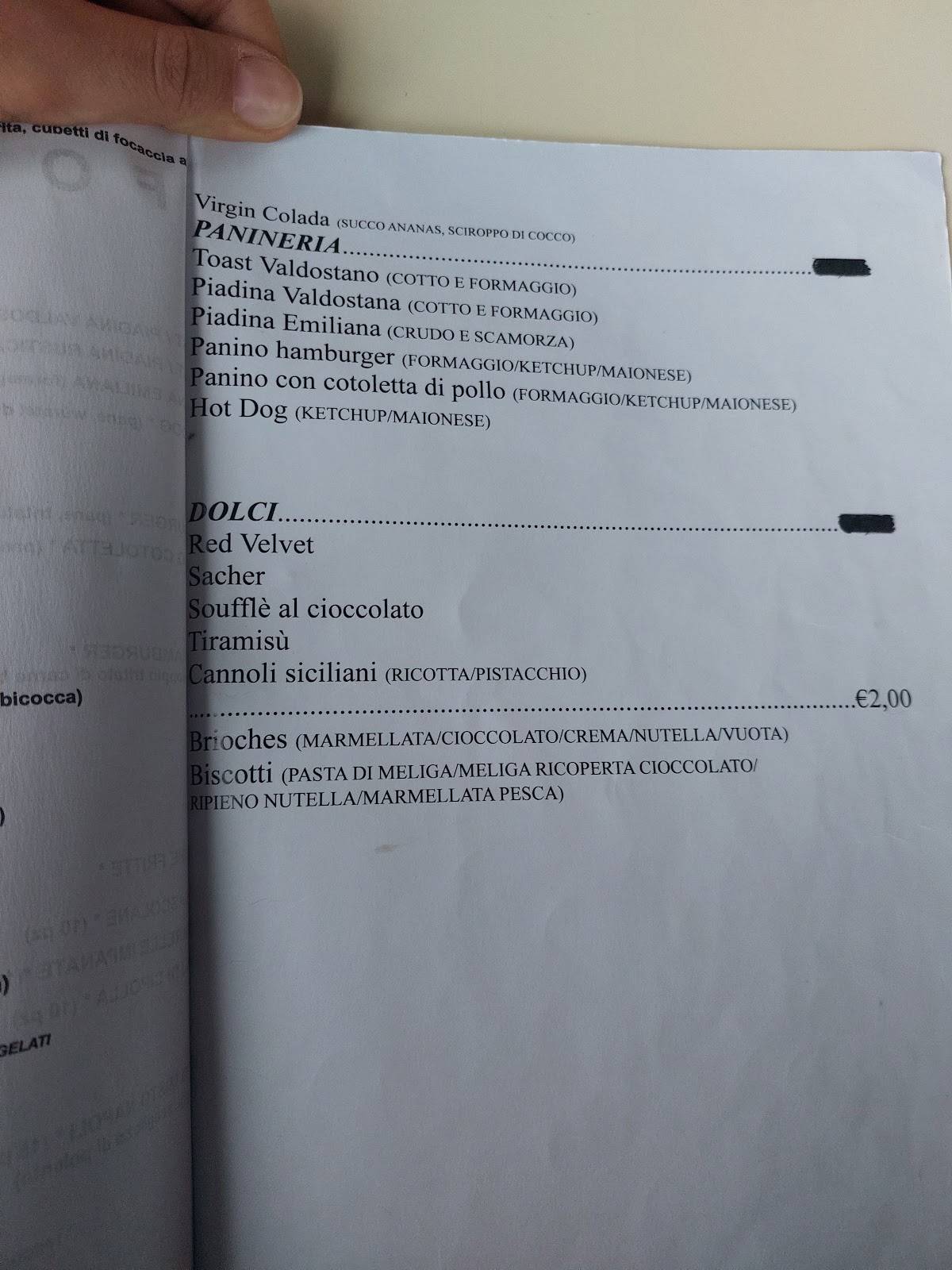 Menu di Caffè del Parco 