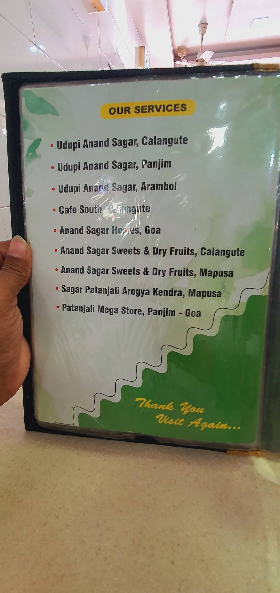 Anand Sagar Multi Cuisine Restaurant menu