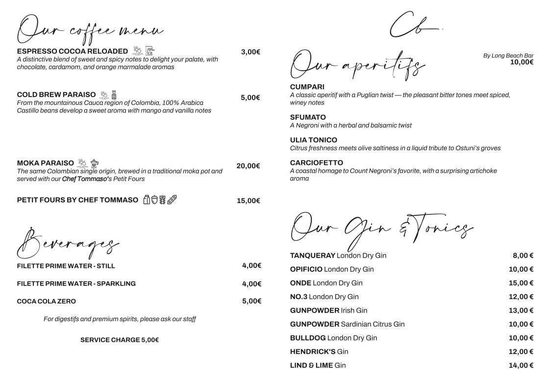 Menu di Calce Bianca Osteria Contemporanea 