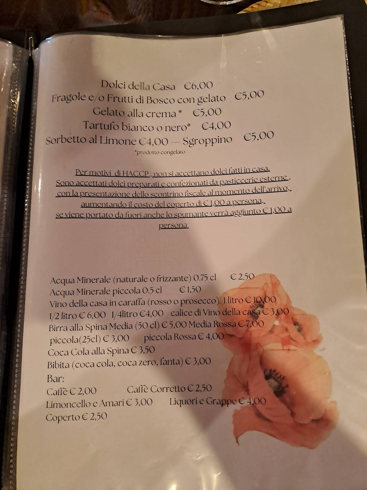 Menu di Ristorante di Travalle 