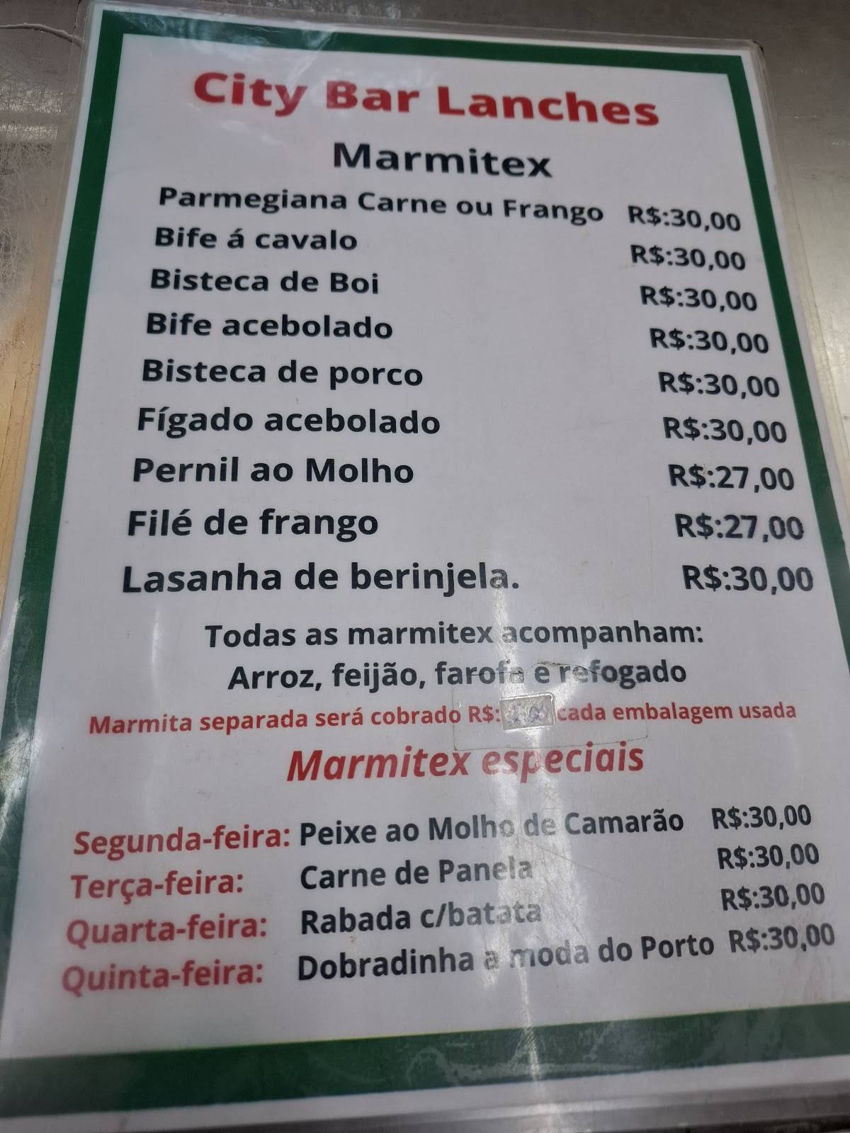 City Bar Campinas cardápio