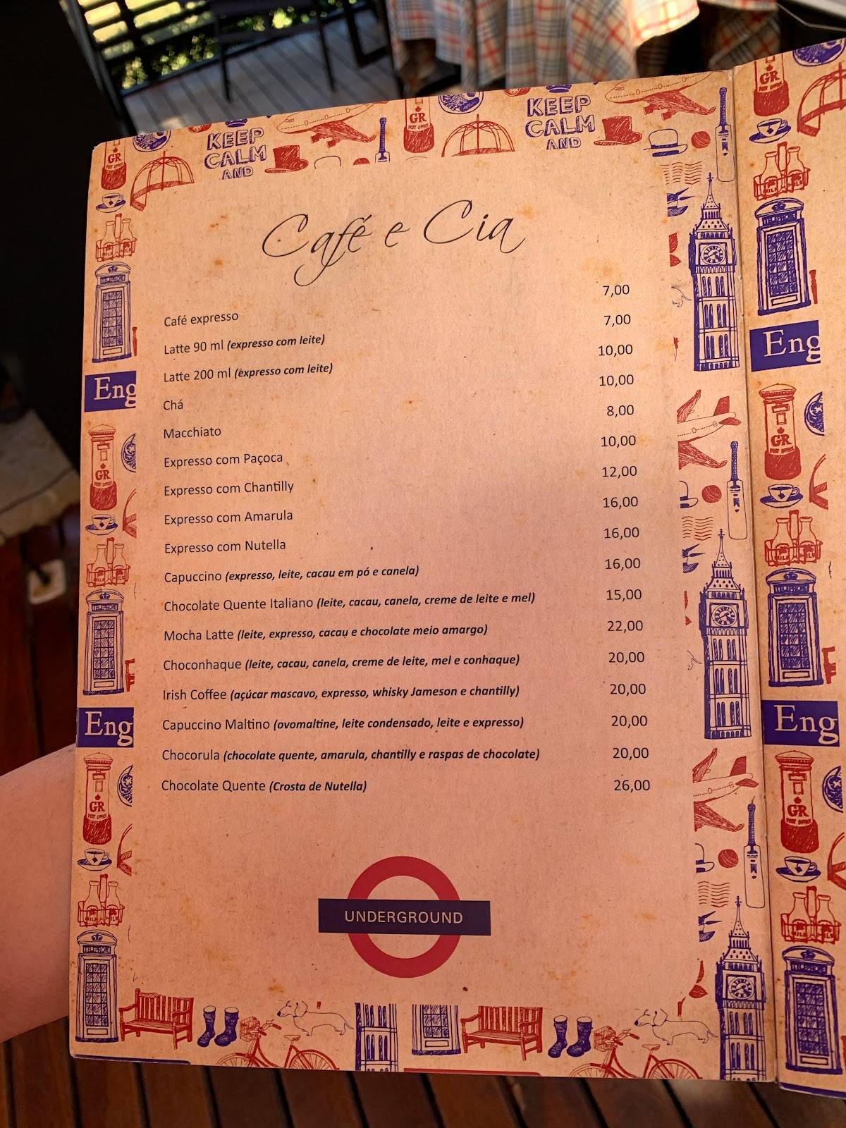 Café Palácio Campos do Jordão cardápio