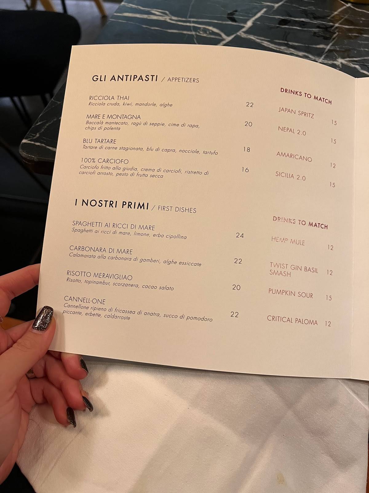 Menu di Canapè Milano 