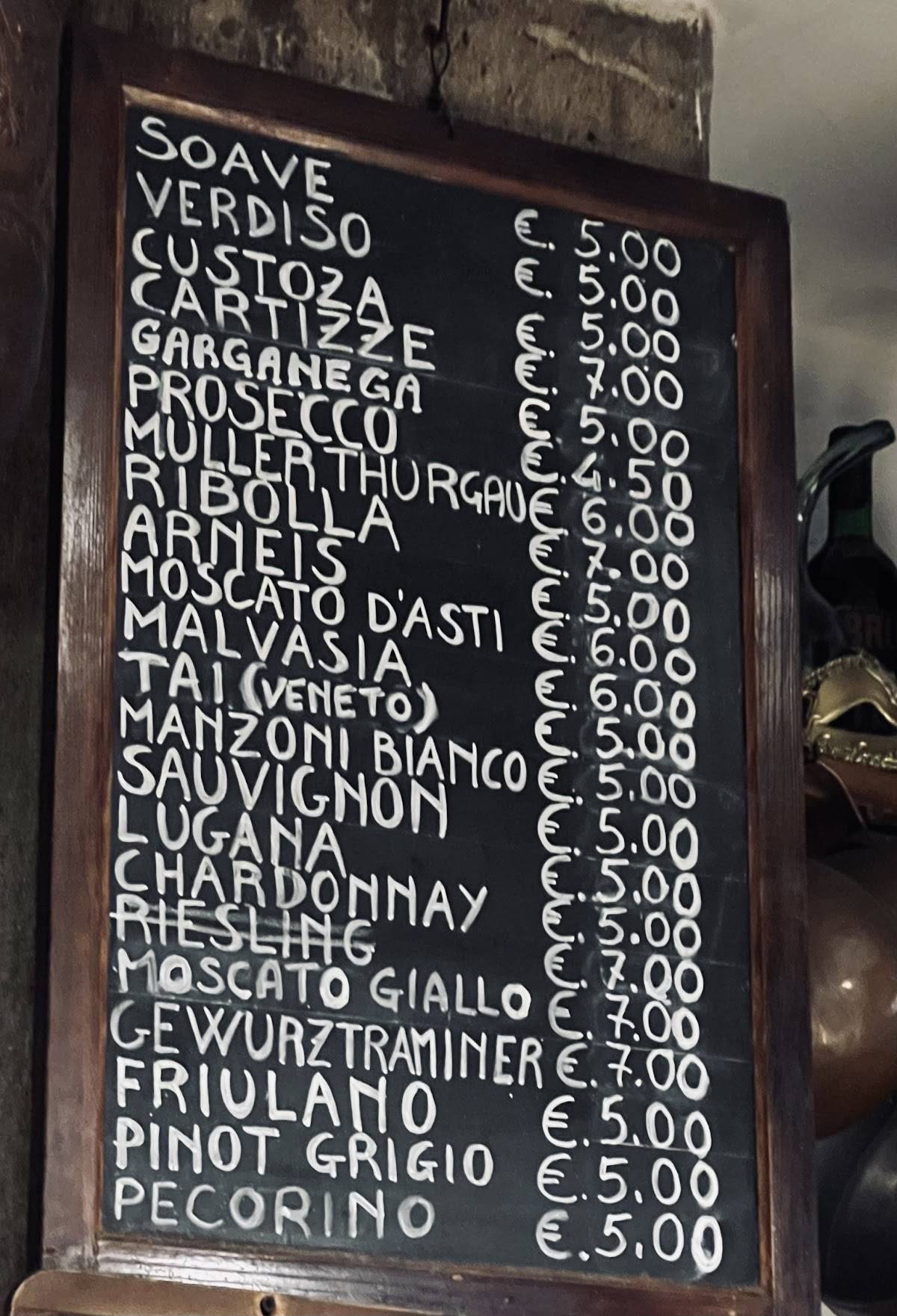 Menu di Cantina do Mori 