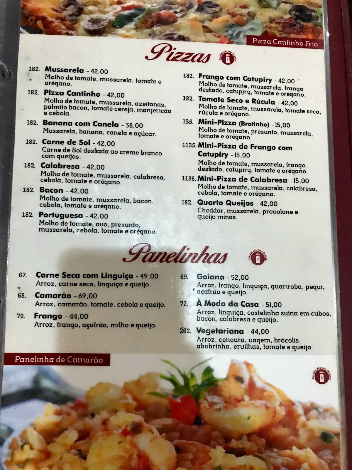 Menu em Cantinho Frio restaurante Goiânia R 228