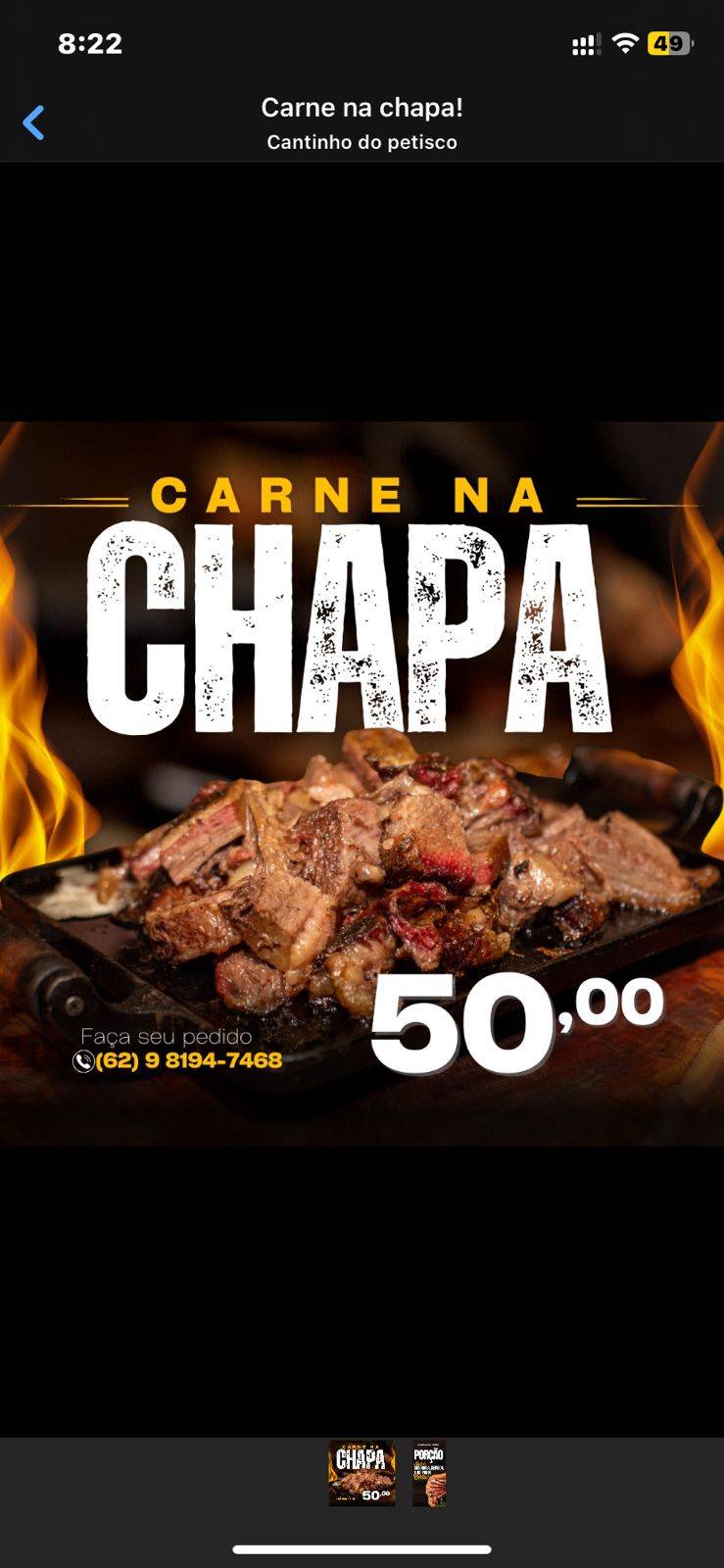 Cantinho do petisco cardápio