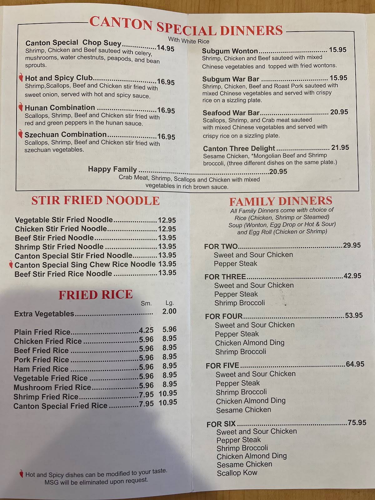 Canton chinese restaurant sales