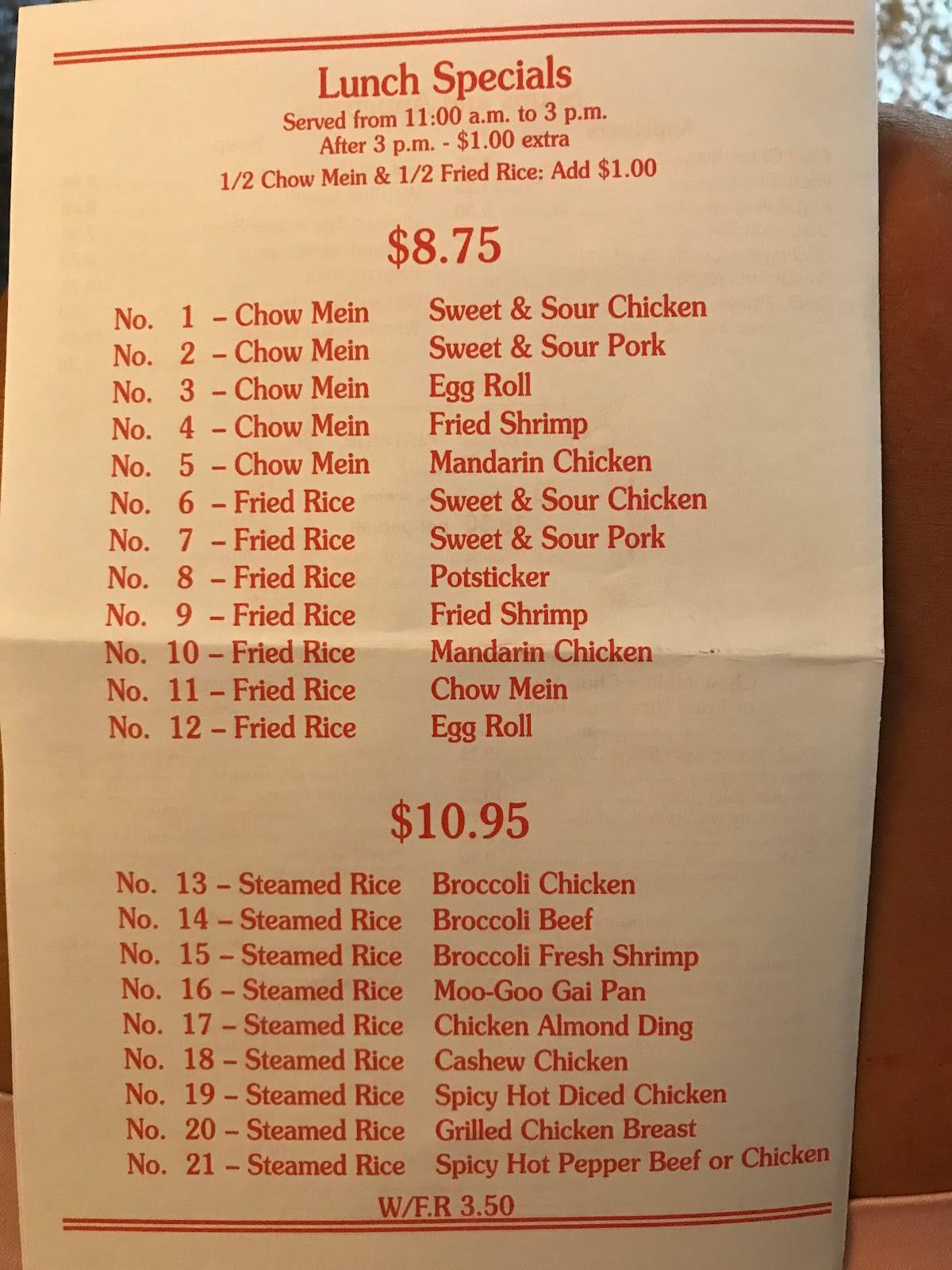 Menu at Canton Restaurant Idaho Falls