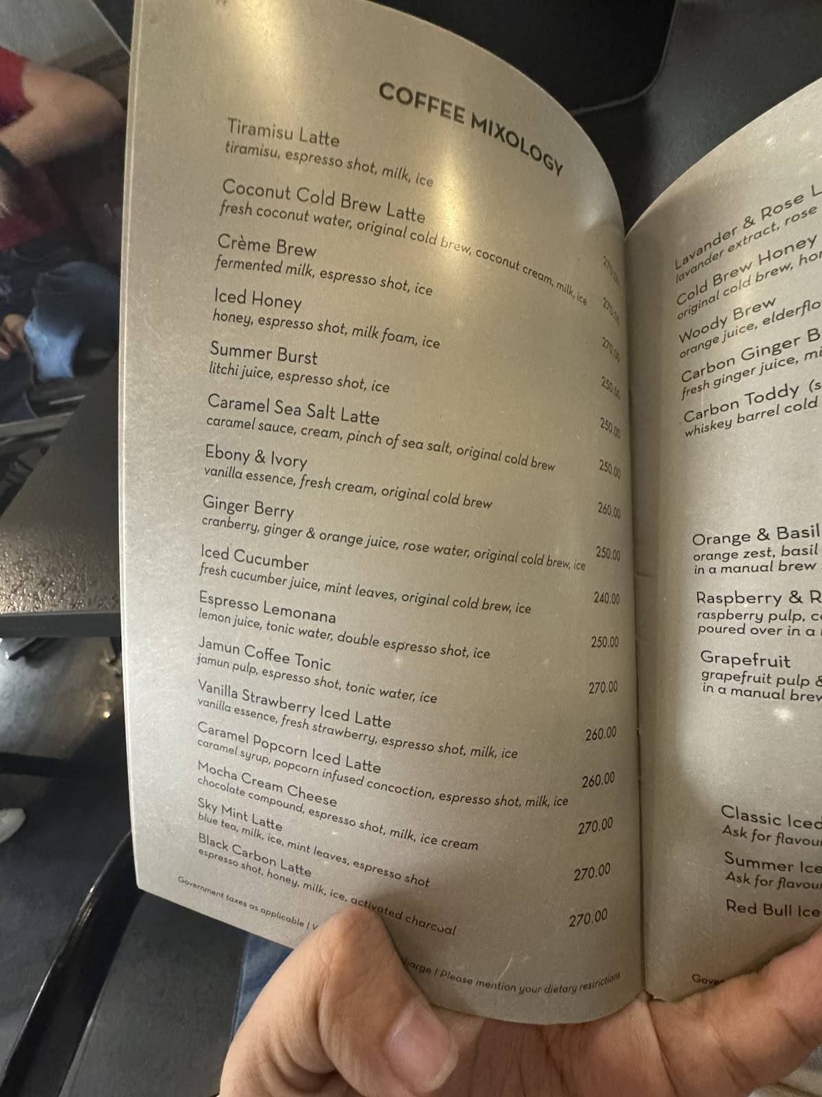 Carbon Jaipur menu