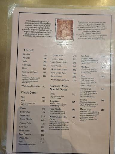 Carnatic Cafe menu