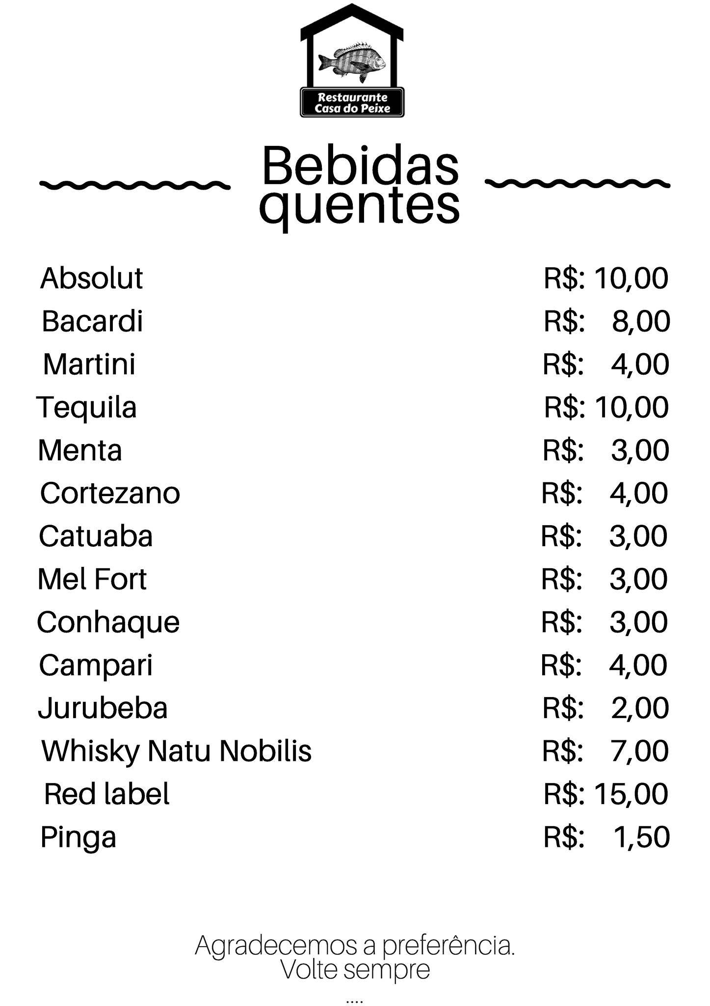 Casa Do Peixe cardápio