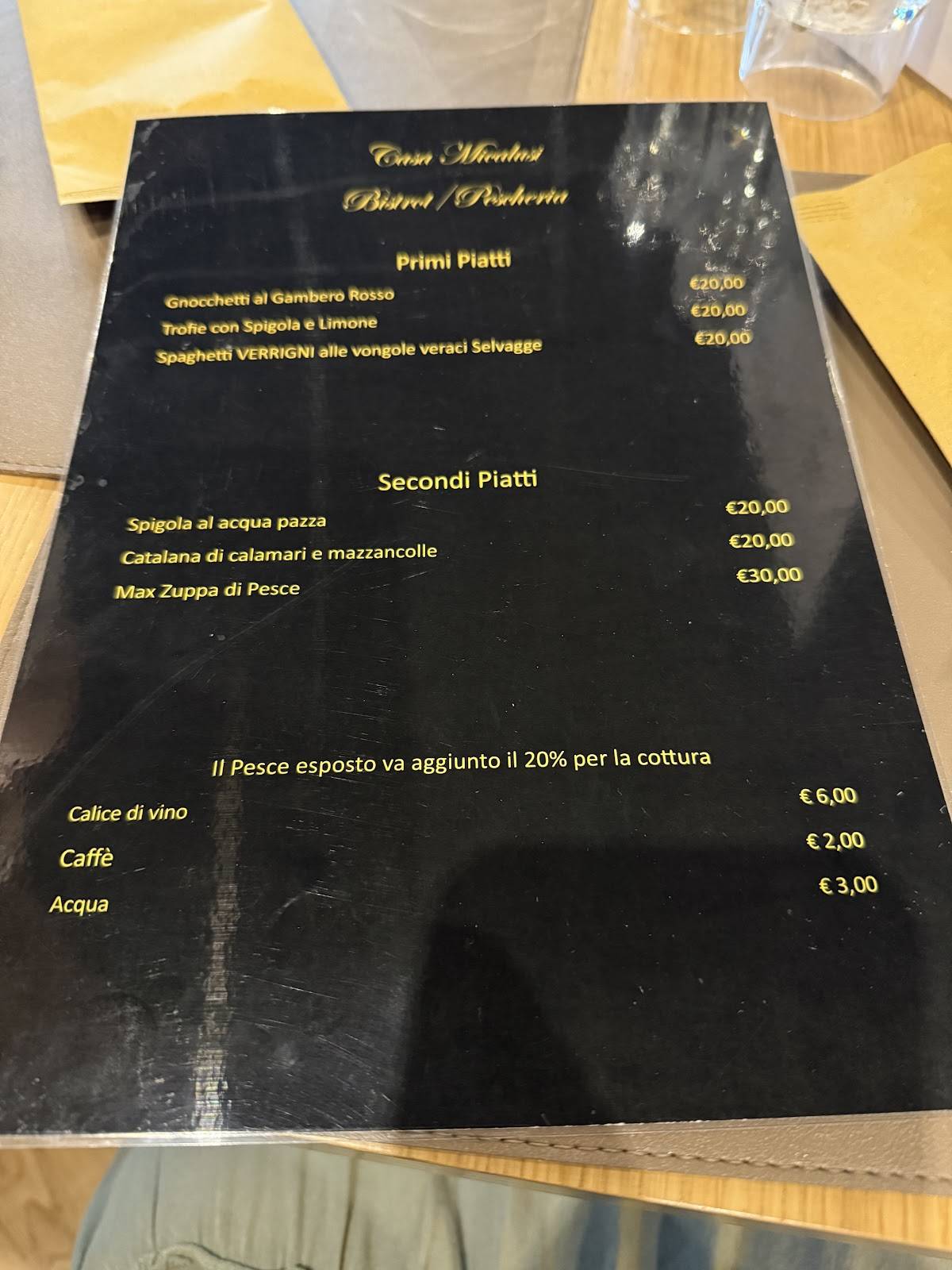 Menu di Casa Micalusi 
