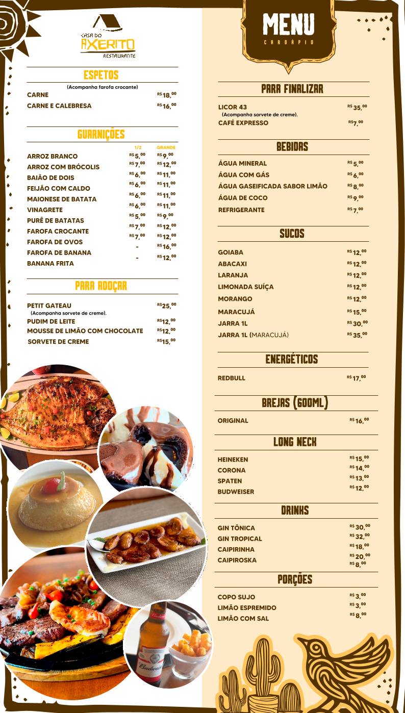 Casa do Axerito - Restaurante em Manaus cardápio