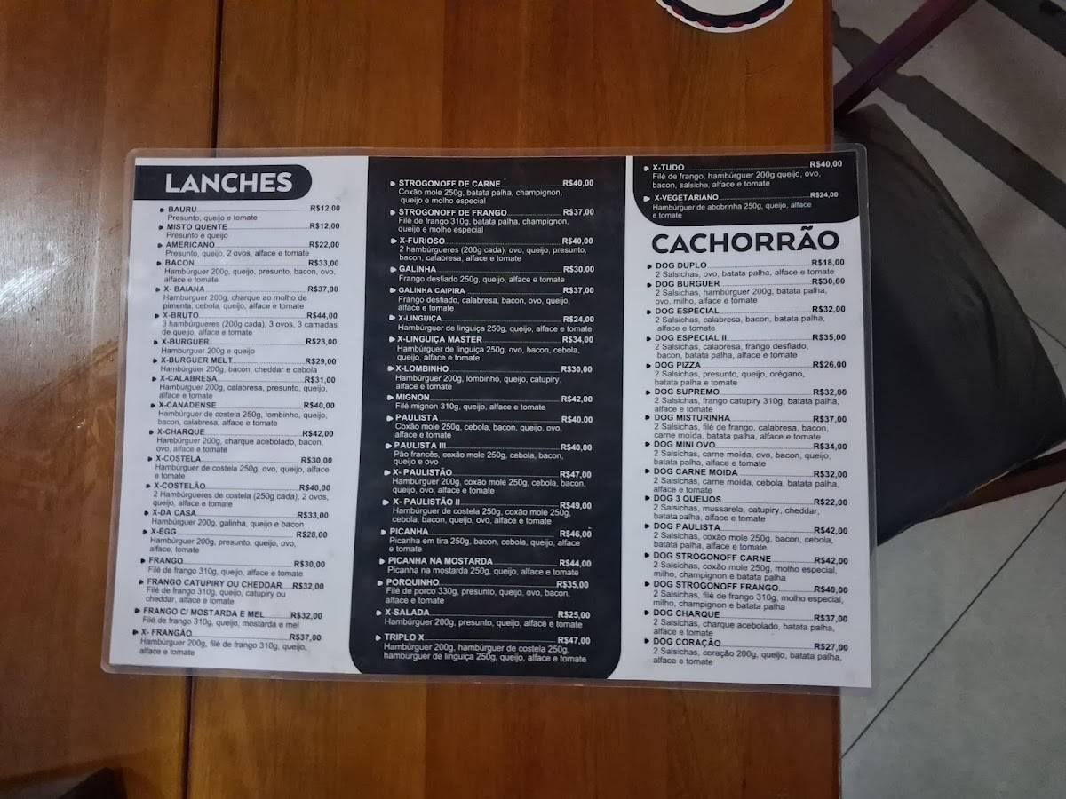 Casa do Lanche cardápio
