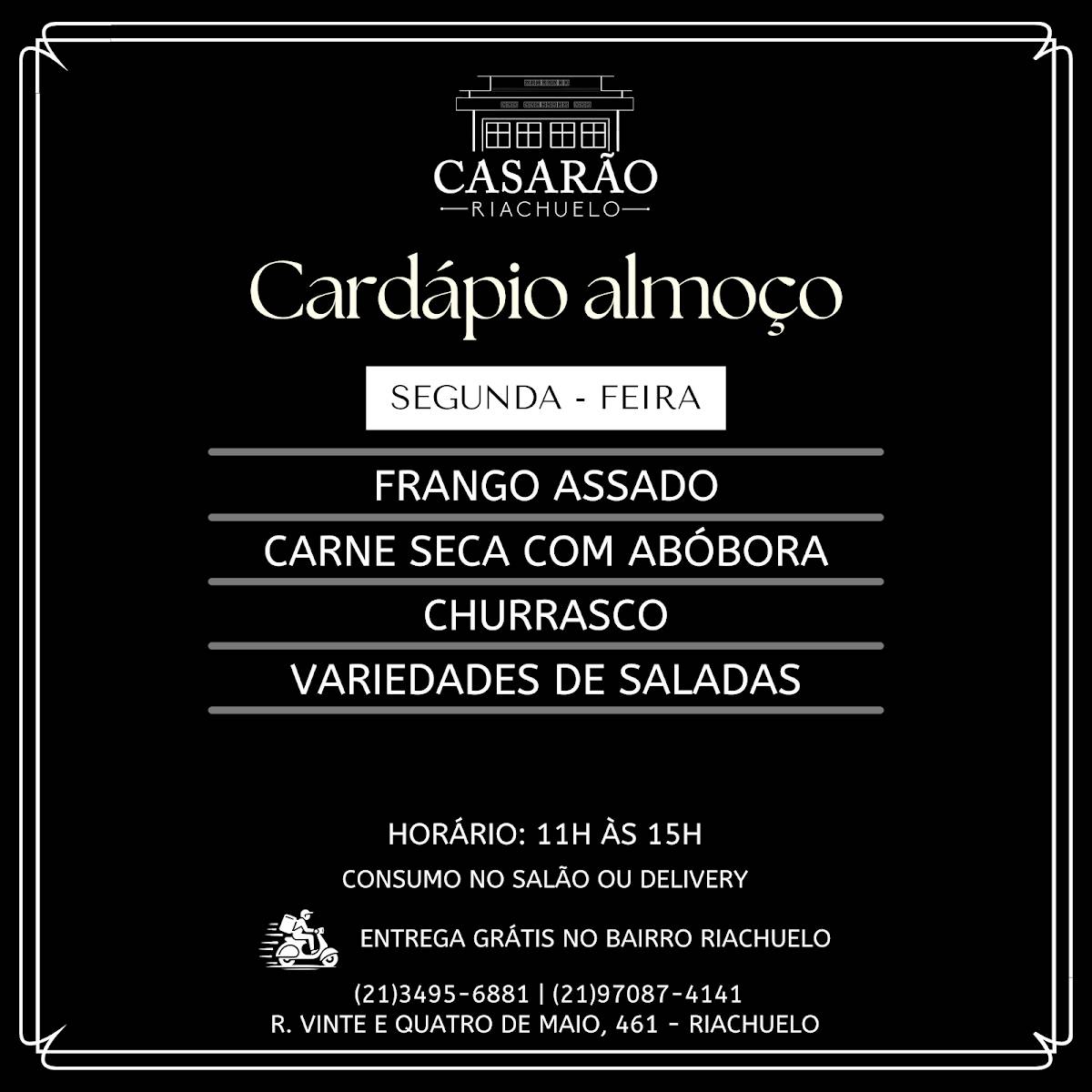 Casarão Riachuelo Restaurante e Pizzaria cardápio