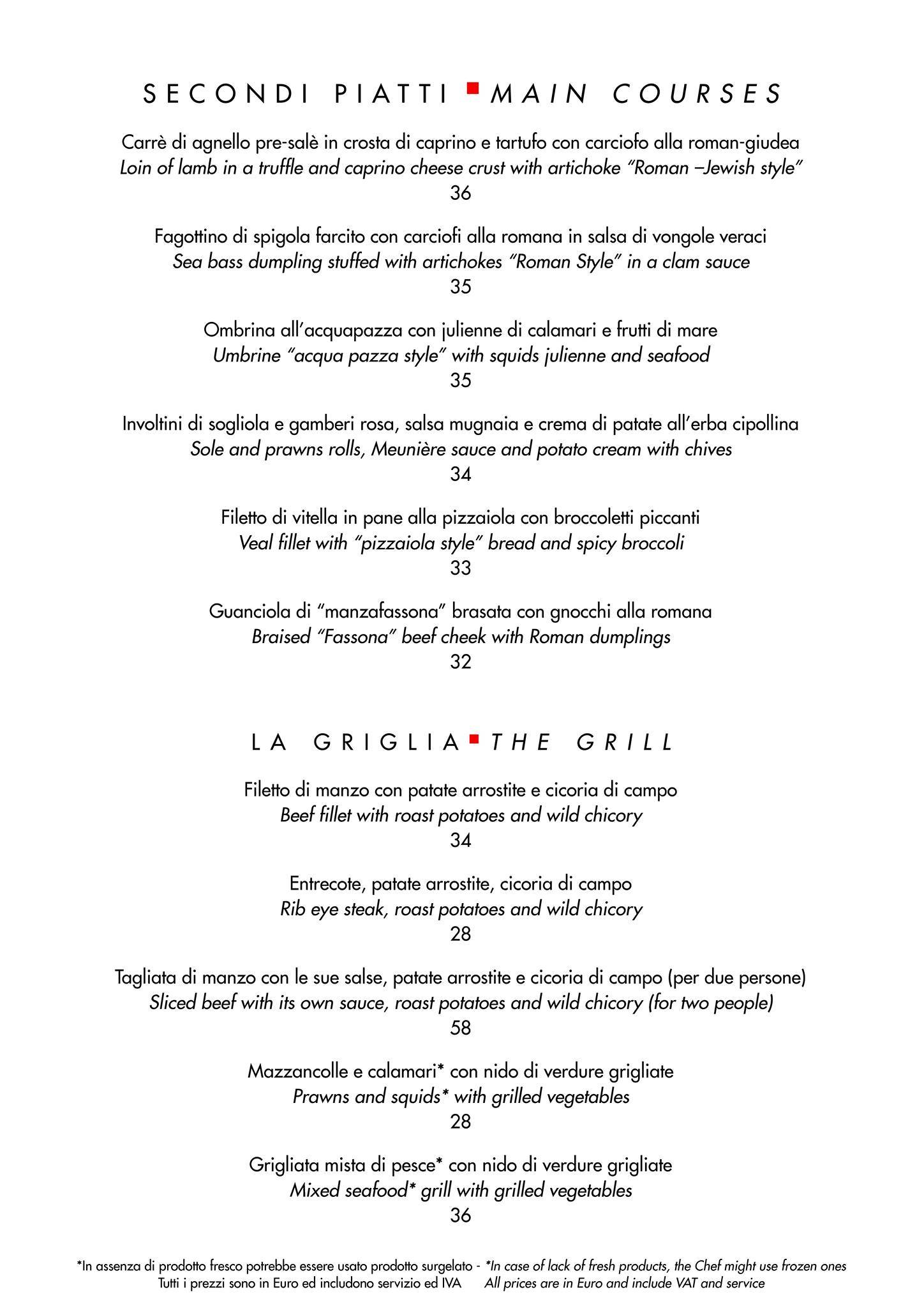 Menu di Casina Valadier 