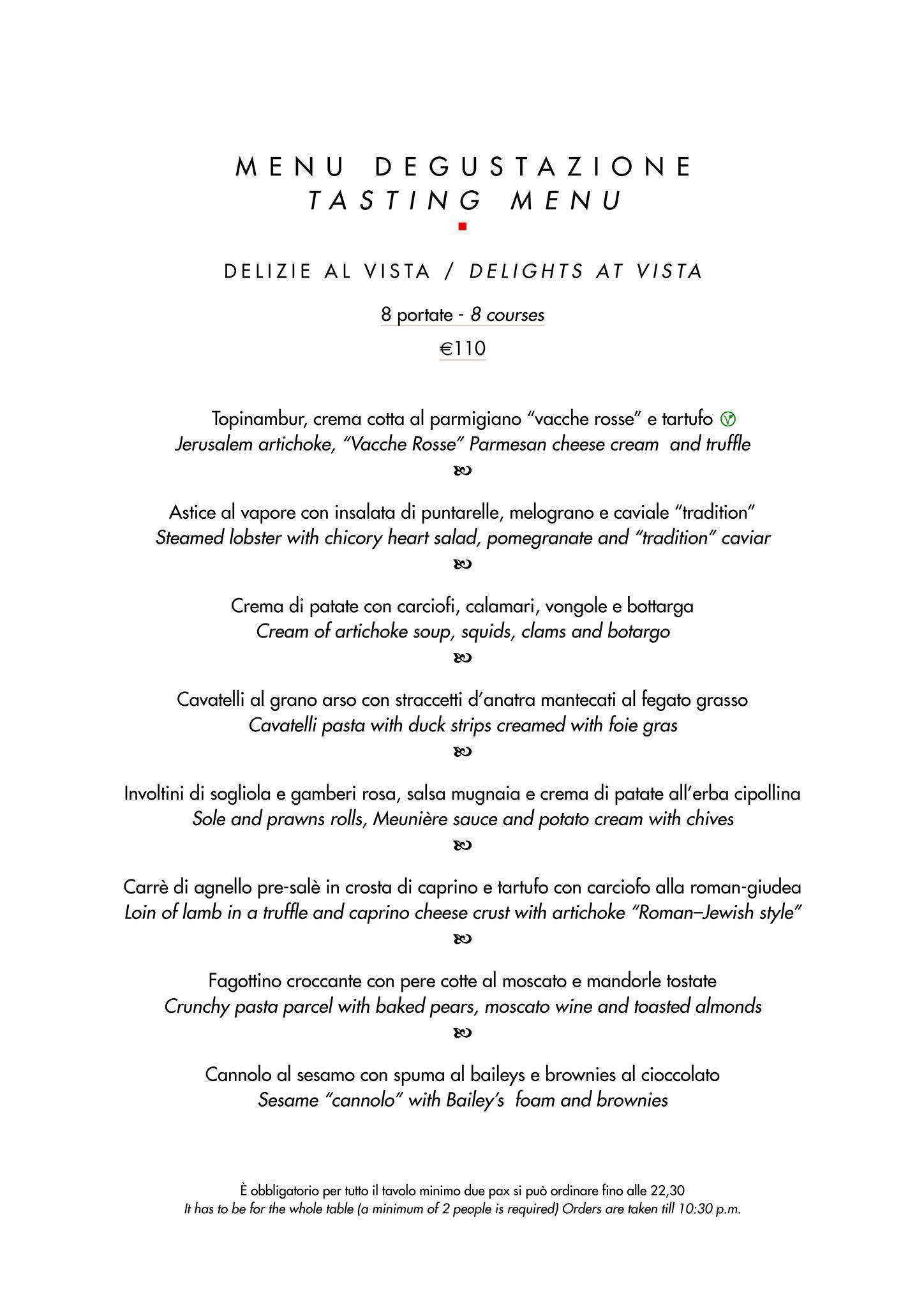 Menu di Casina Valadier 