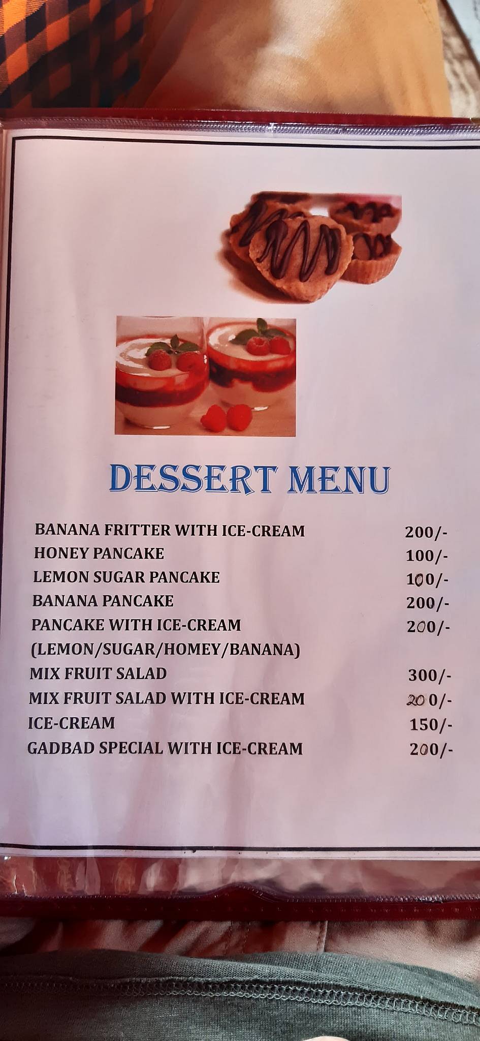Casmy Guest House & Restaurant menu