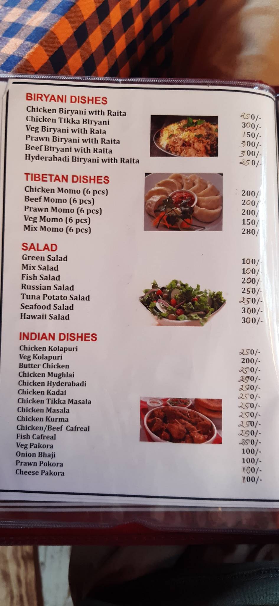 Casmy Guest House & Restaurant menu