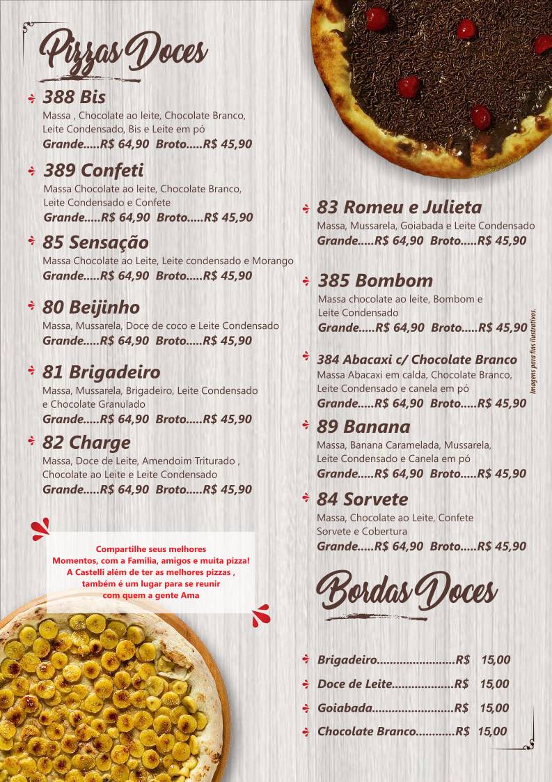 Castelli Pizzas E Lanches - Pizzaria em Marilia cardápio
