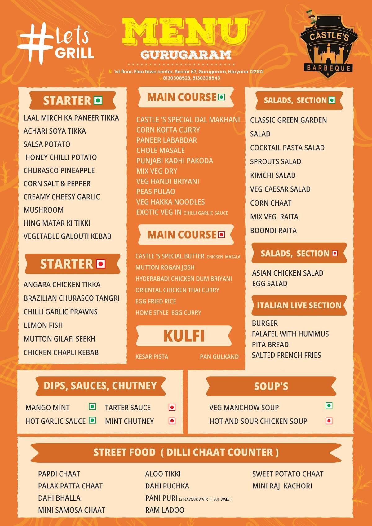 Castles Barbeque - Elan town center (Gurgaon) menu