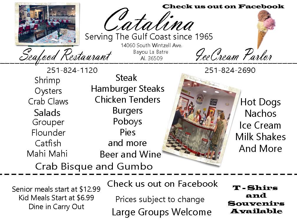 Menu at Catalina Restaurant, Bayou La Batre