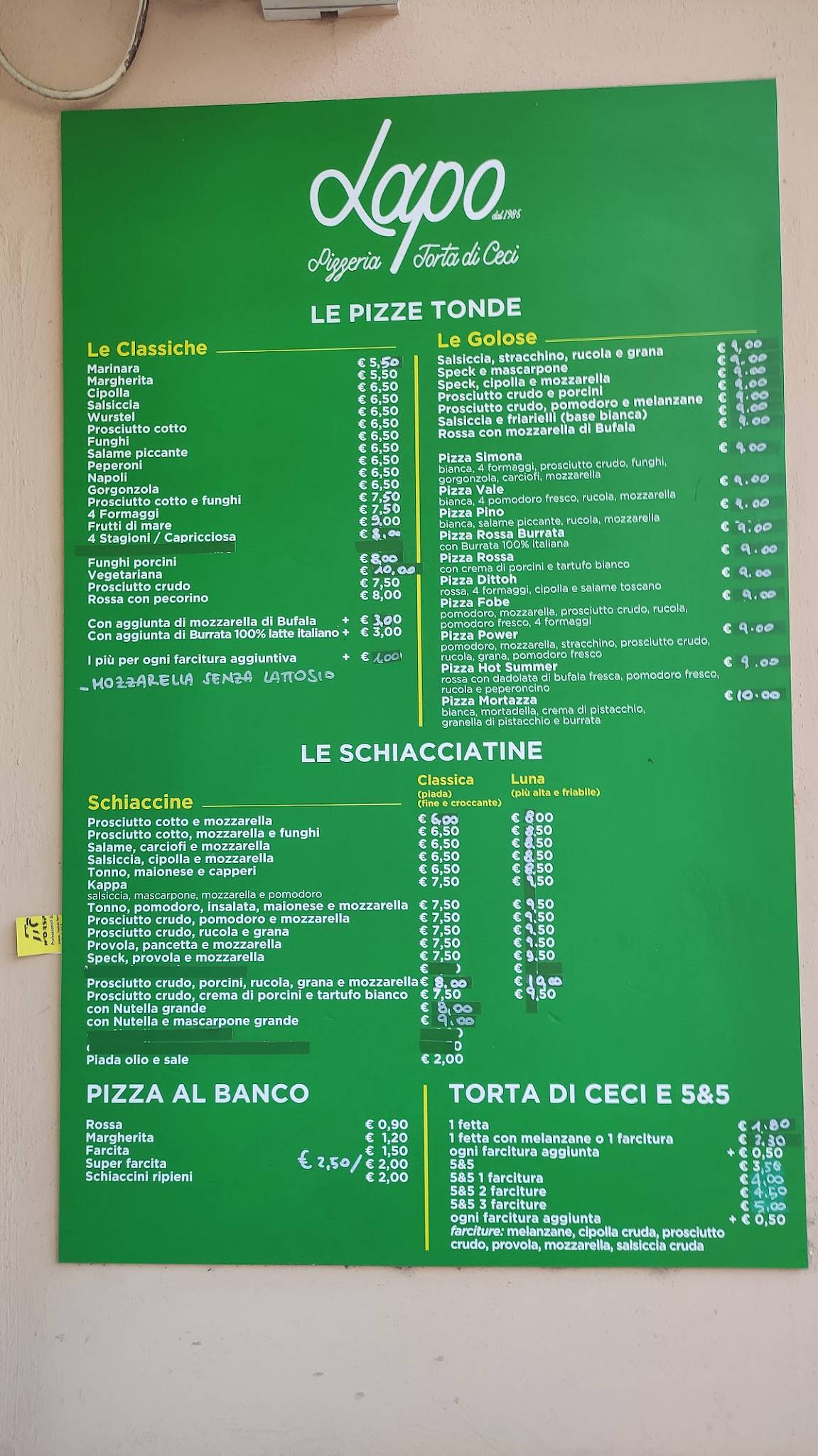 Menu di Pizzeria Lapo 