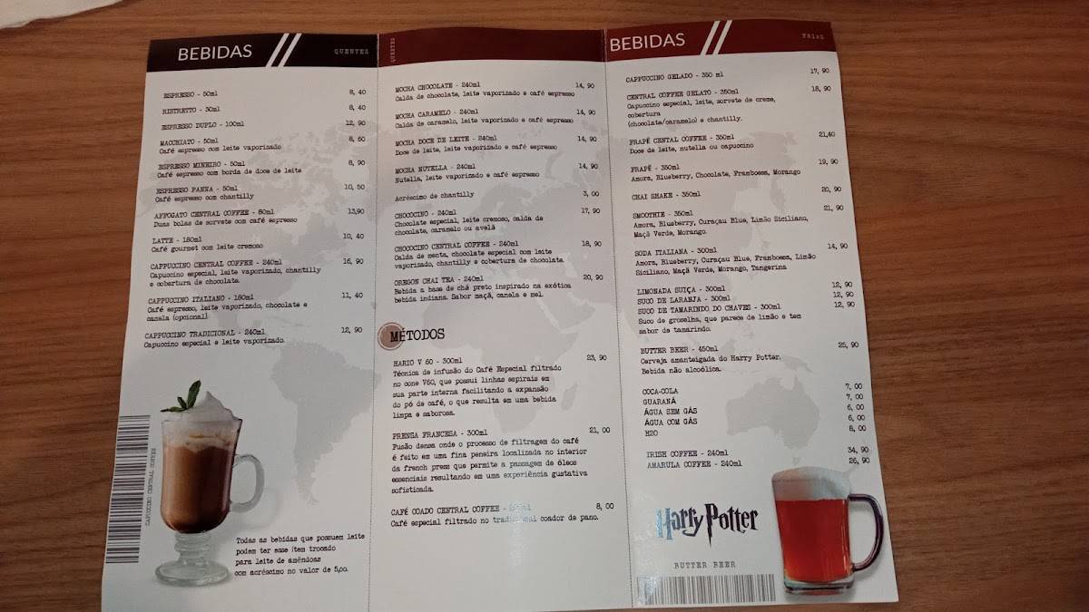 Central Coffee cardápio