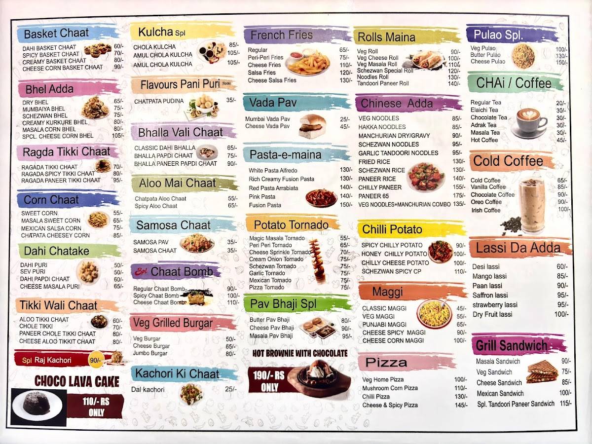 Chaat Adda Churu menu
