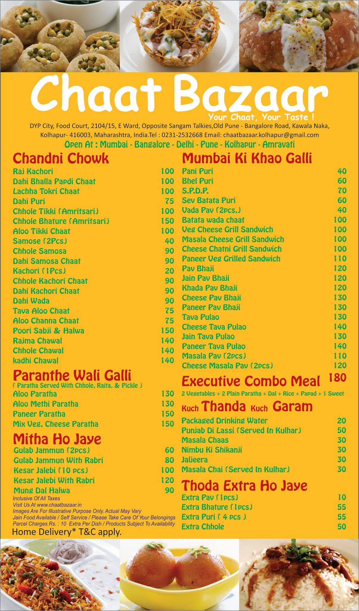Chaat Bazaar menu