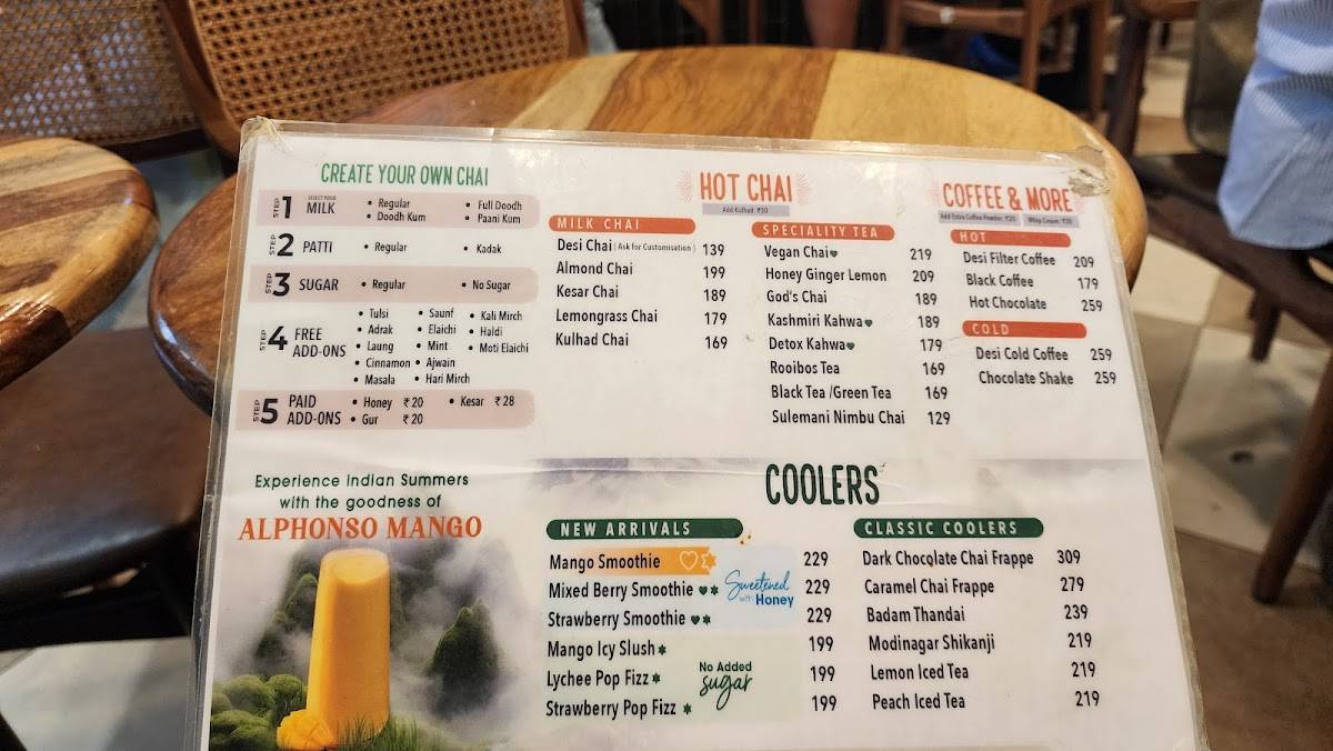 Chaayos Cafe at GF Elante Mall menu