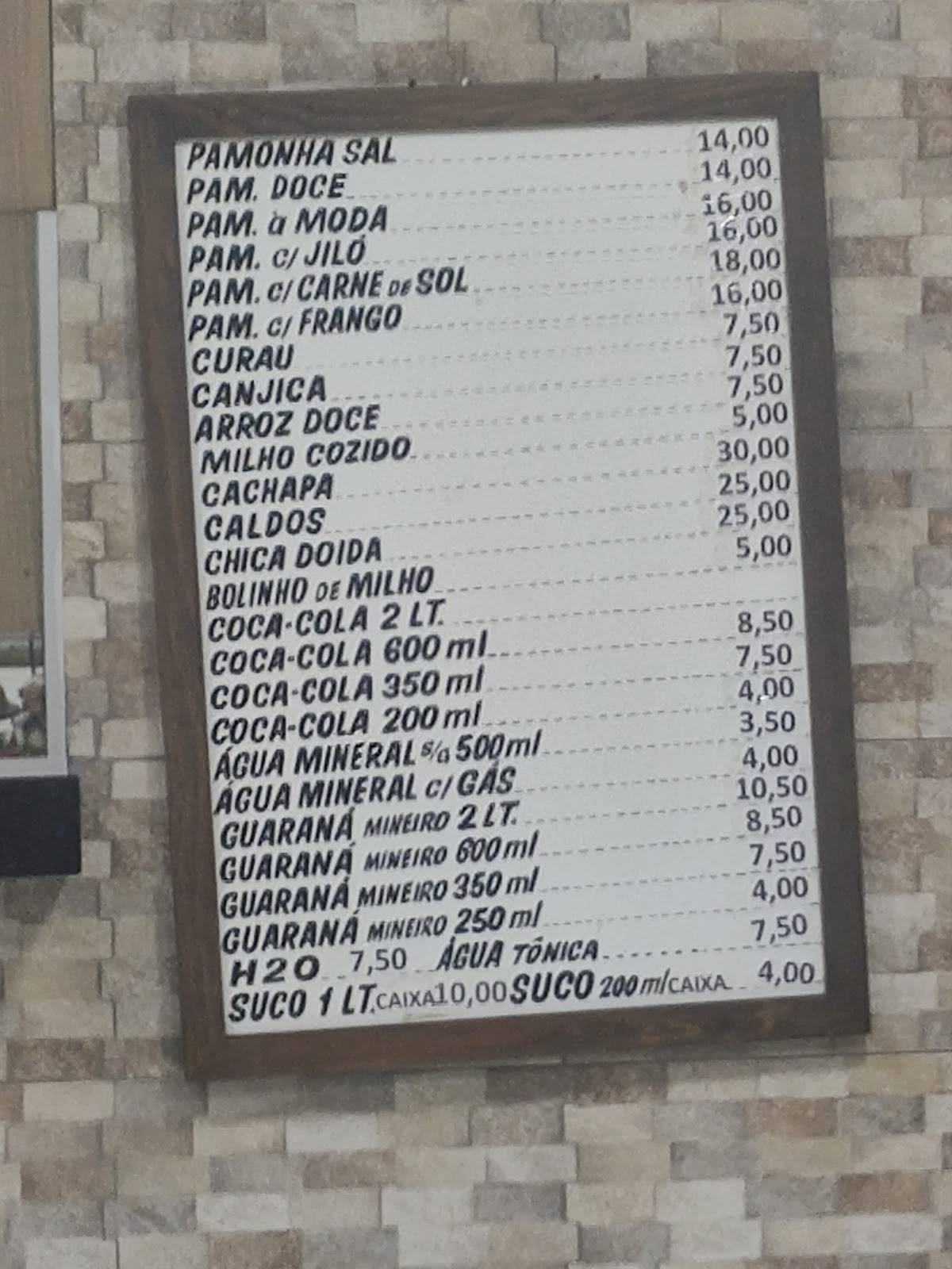 Chacrinha do Milho cardápio