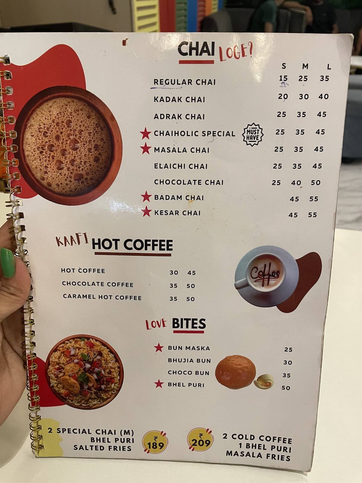 Chaiholic cafe menu