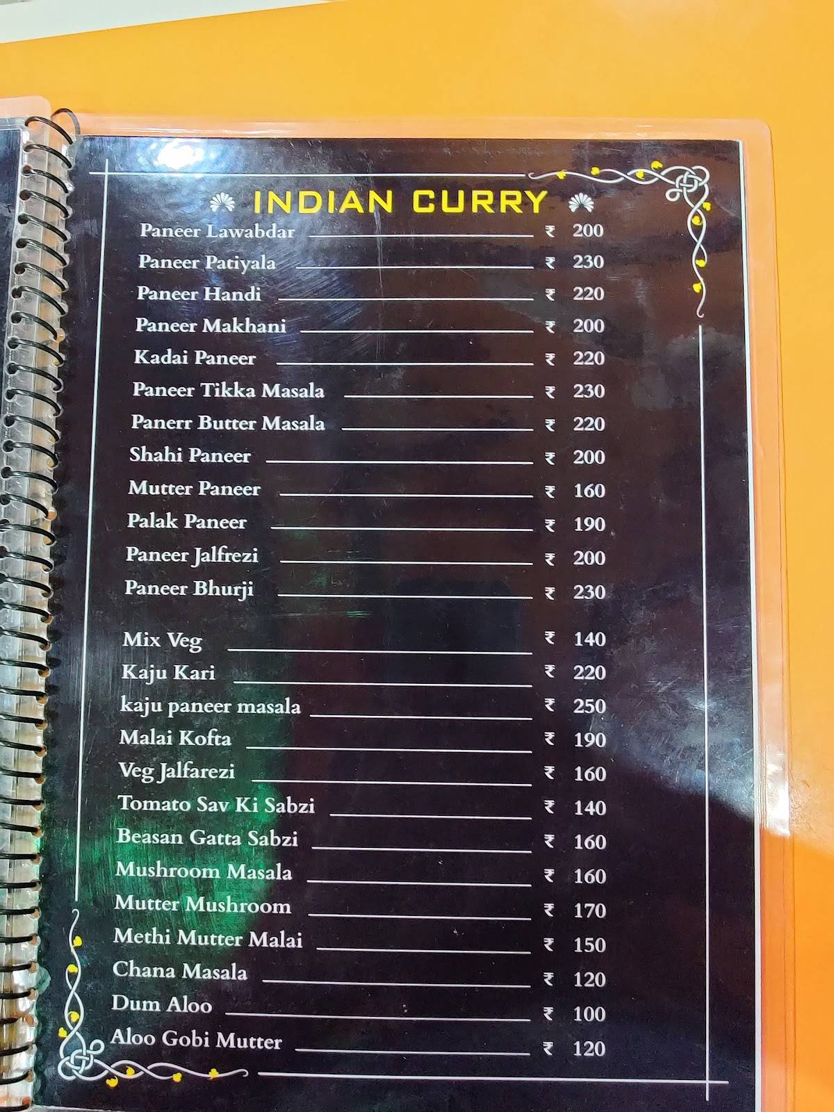 Chamunda Resort, Harsh menu
