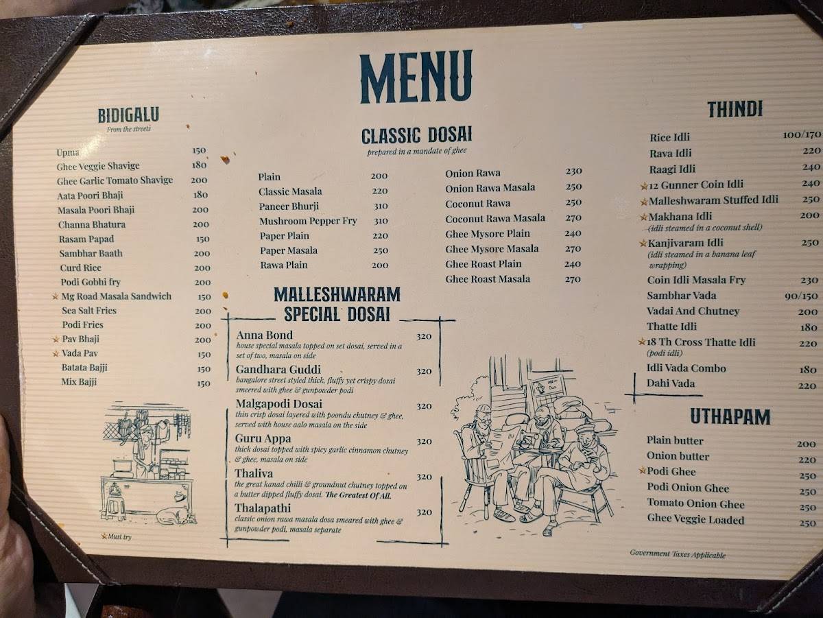 Malleshwaram menu